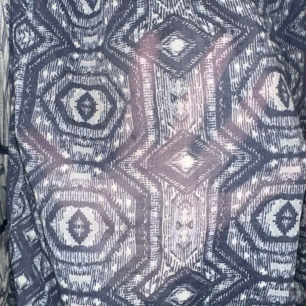 NWT Free People Mostly Meadow Blue Ivory Long Puff Sleeve Square Neck Top Size L